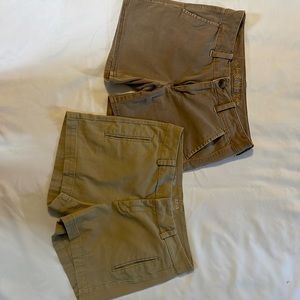 2 pairs of khaki shorts. Both size two Ana brand is less worn.